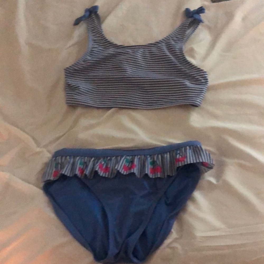 Kids bikini sort of cheeky with cherry and bow details